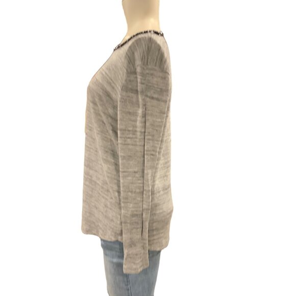 juicy Couture pull over tee long sleeve women's grey top round color embellished - Picture 3 of 8